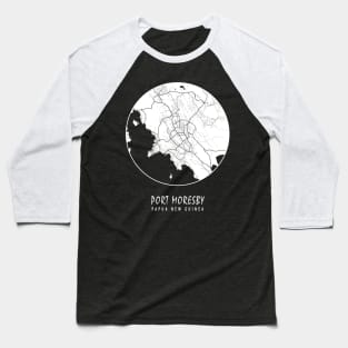 Port Moresby, Papua New Guinea City Map - Full Moon Baseball T-Shirt